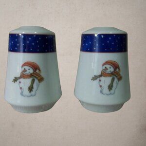 Salt & Pepper Set 1999 Royal Norfolk Snowman Christmas Tree Ceramic Shakers T6
